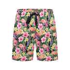 Flamingo Jungle Men's Mid-Length Beach Shorts Men's Mid-Length Beach Shorts animal Plants Printed Offshore