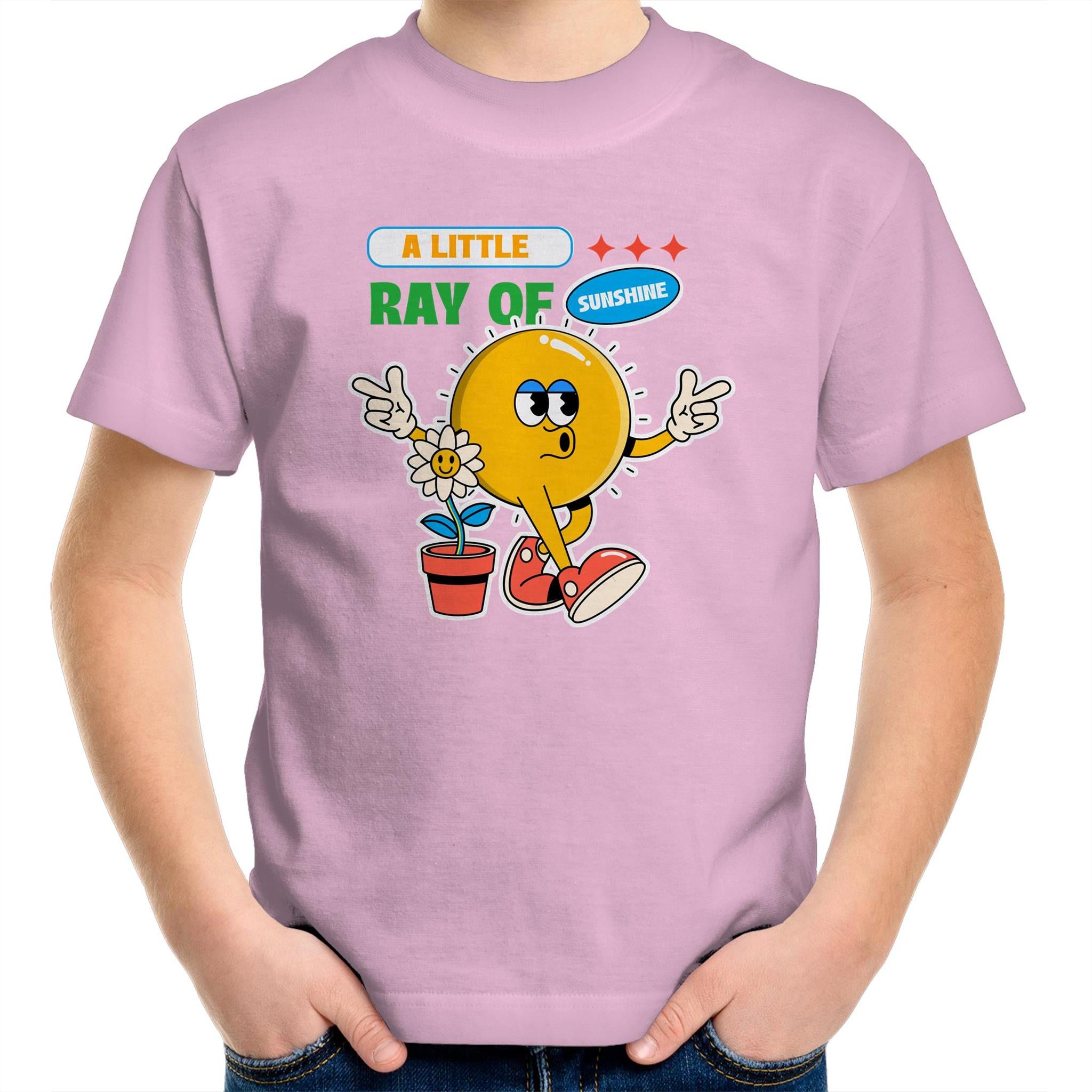 A Little Ray Of Sunshine - Kids Youth T-Shirt Pink Kids Youth T-shirt Positivity Printed In Australia