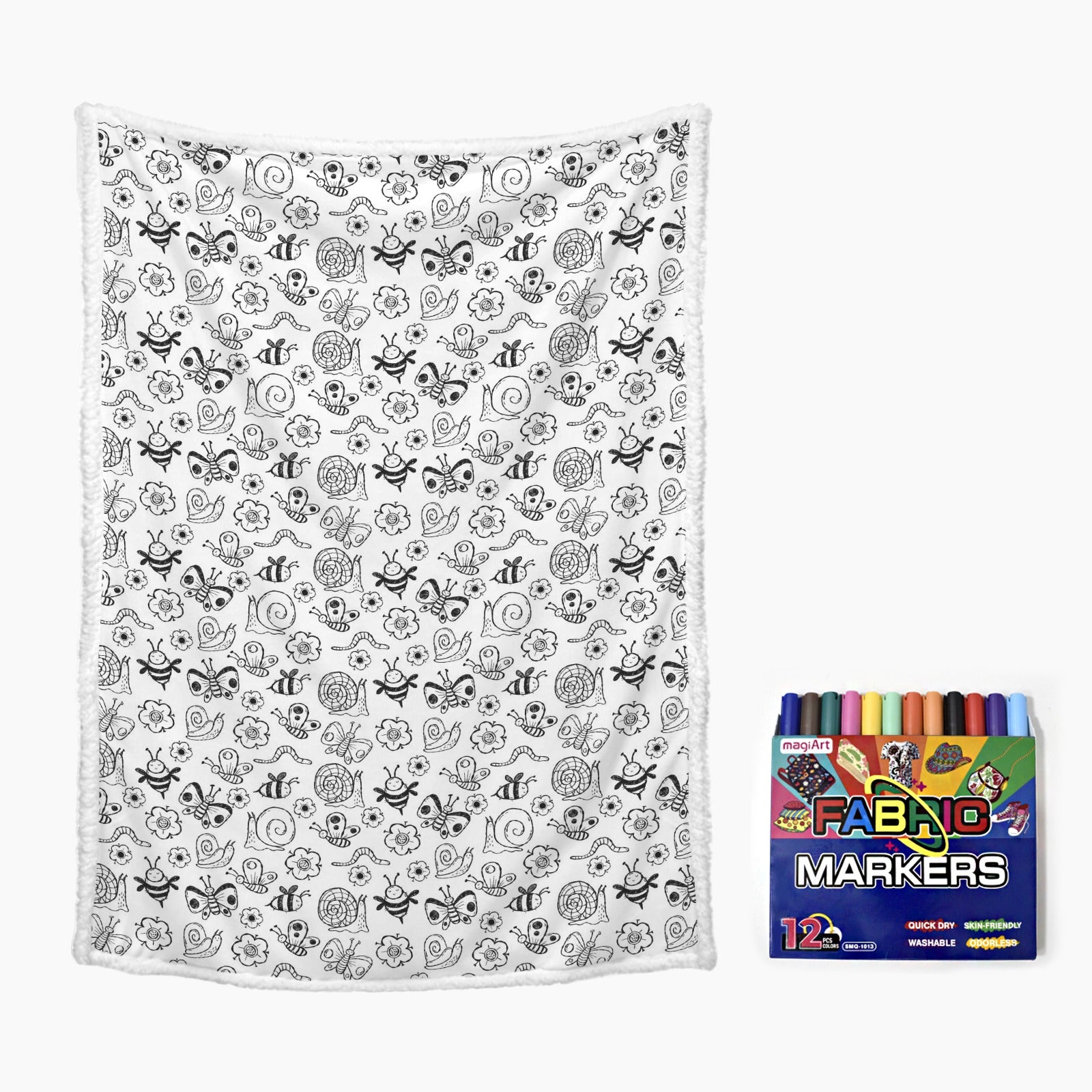 Cute Bugs Colour Your Own Blanket 100×150cm