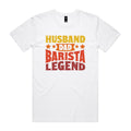 Husband, Dad, Barista, Legend Men's AS Colour T-shirt White Mens T-shirt Coffee Dad Printed In Australia