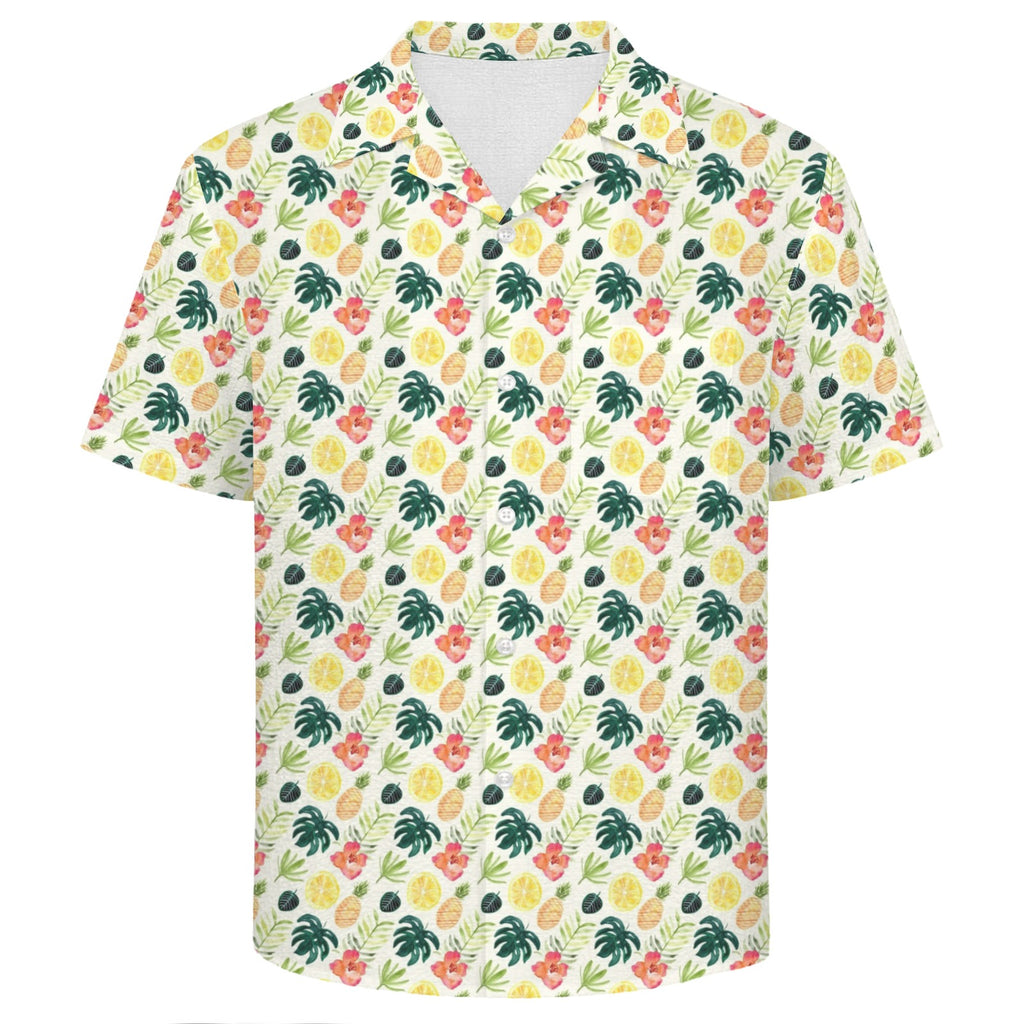Pineapple Tropical Men's Crinkle Hawaiian Shirt