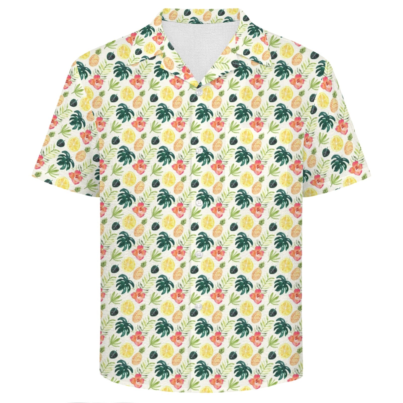 Pineapple Tropical Men's Crinkle Hawaiian Shirt