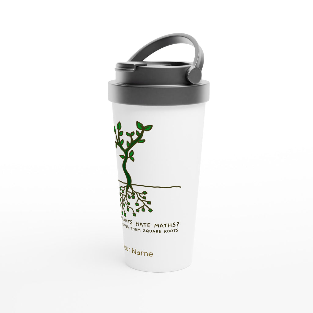 Personalised - Square Roots - White 15oz Stainless Steel Travel Mug Personalised Travel Mug Globally Fulfilled maths