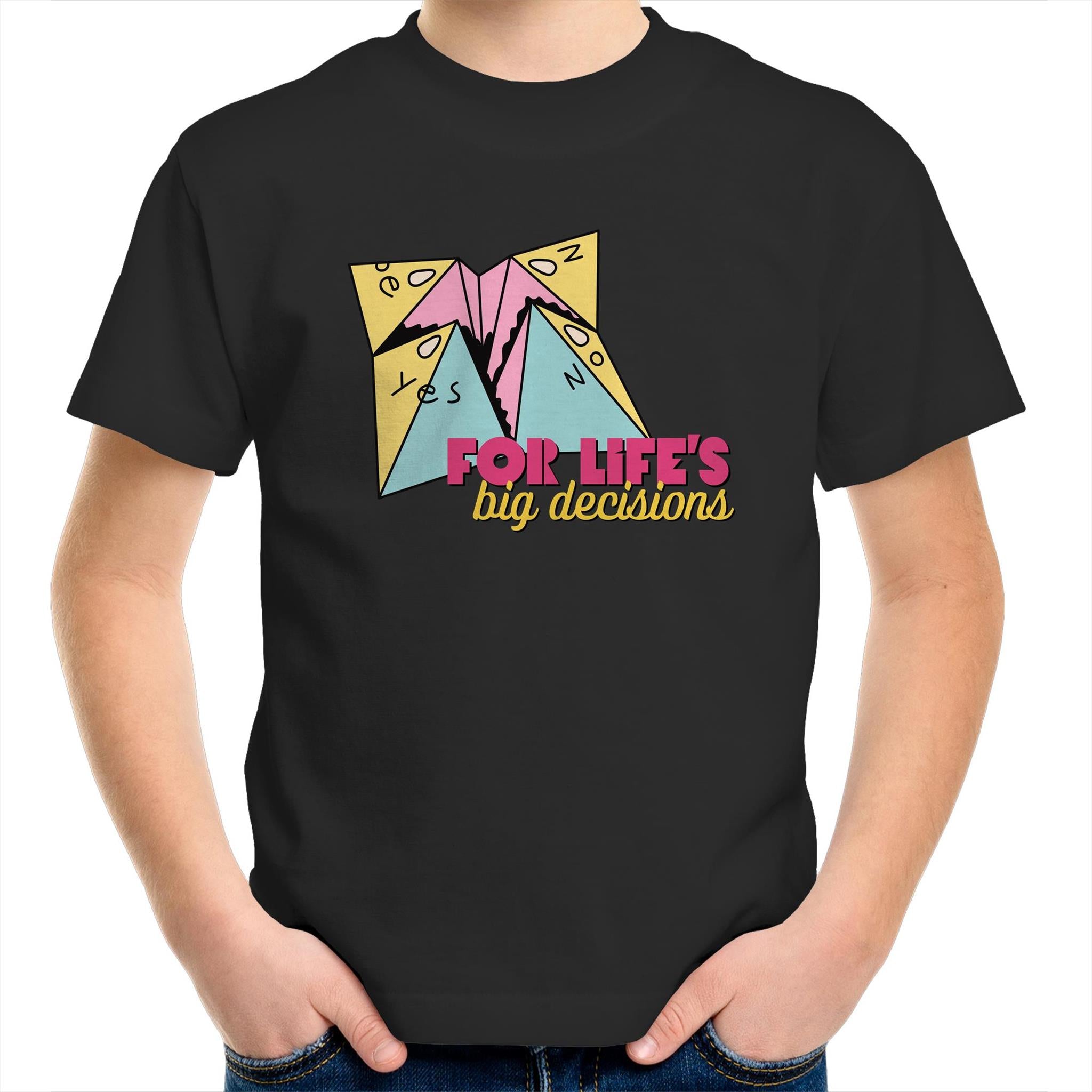 For Life's Big Decisions - Kids Youth T-Shirt Black Kids Youth T-shirt Games Printed In Australia