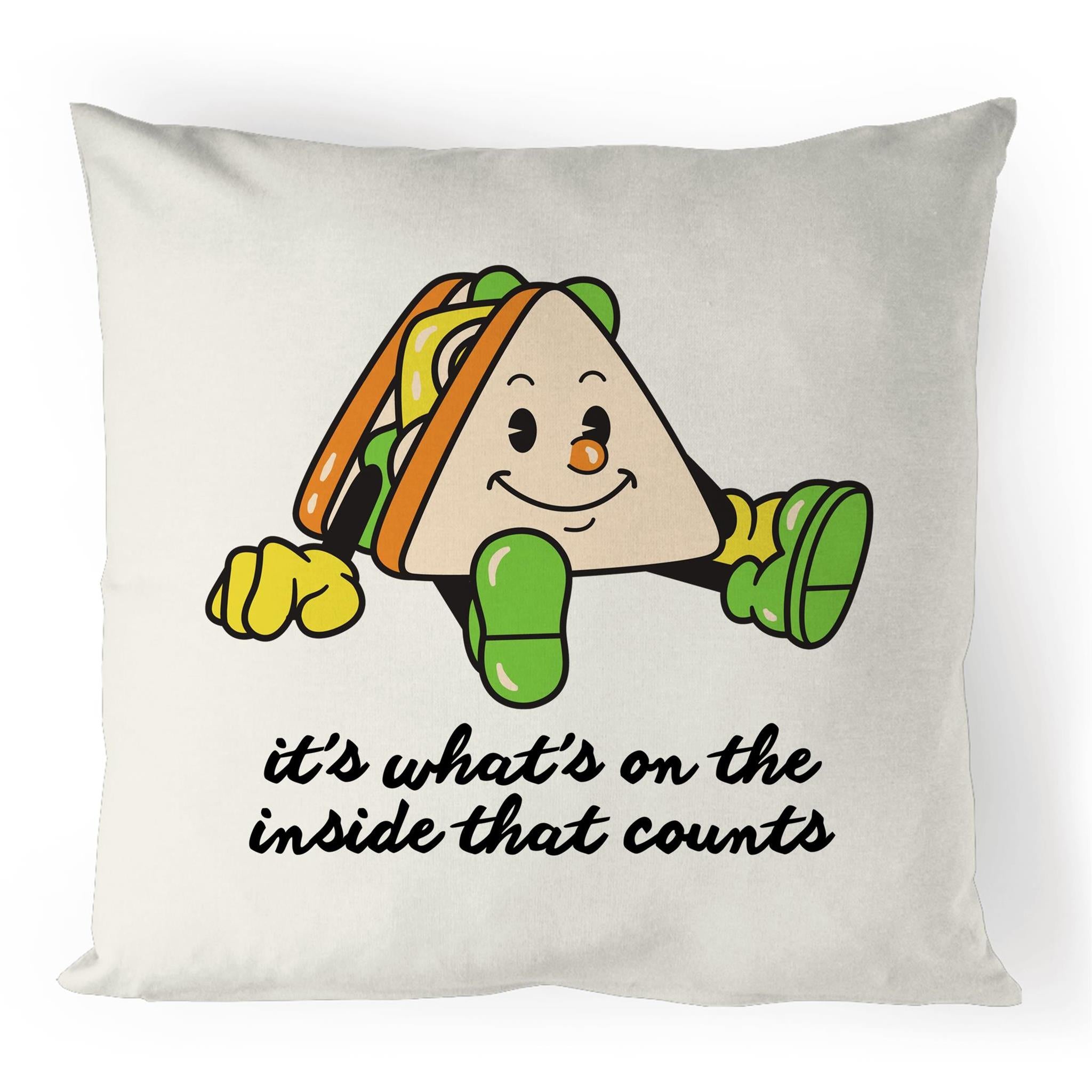 It's What's On The Inside That Counts, Sandwich - 100% Linen Cushion Cover Default Title Linen Cushion Covers Food Printed In Australia