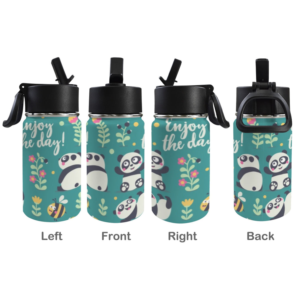 Cute Panda 12oz Kids Water Bottle with Straw Lid