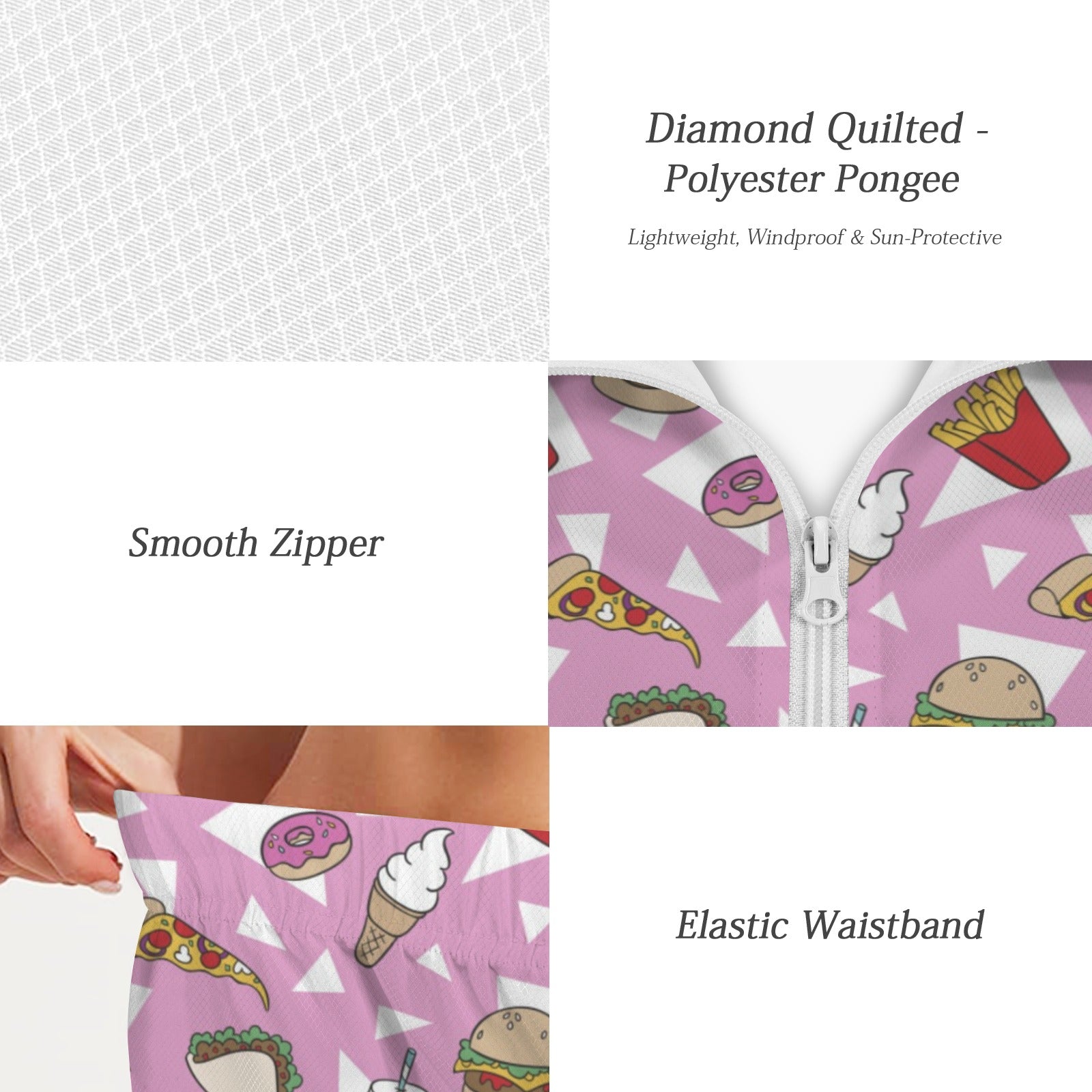 Fast Food Women's Windbreaker Short Set Women's Windbreaker Short Set Food Printed Offshore