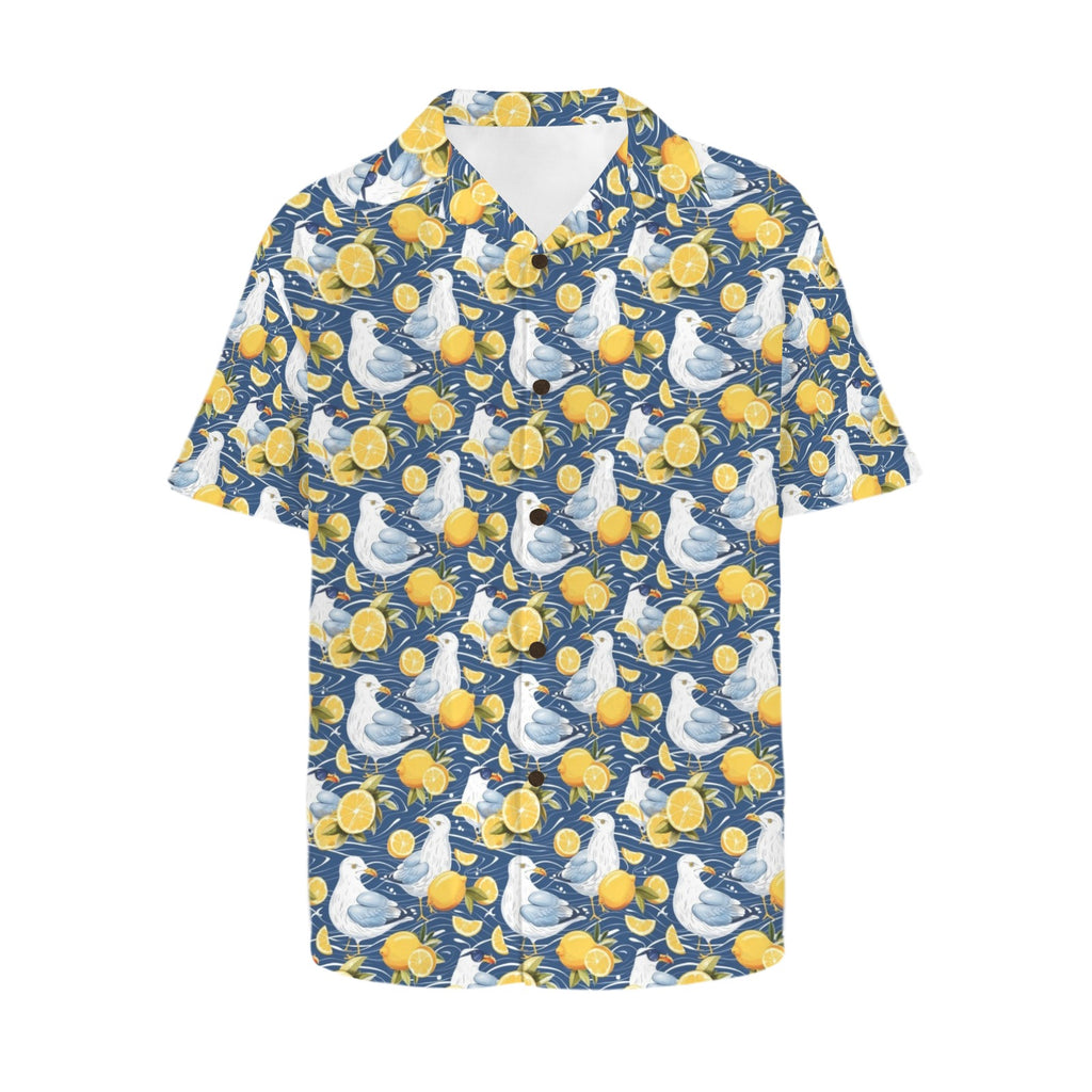 Lemon Seagull Men's Short Sleeve Hawaiian Shirt Men's Hawaiian Shirt (New) animal Printed Offshore