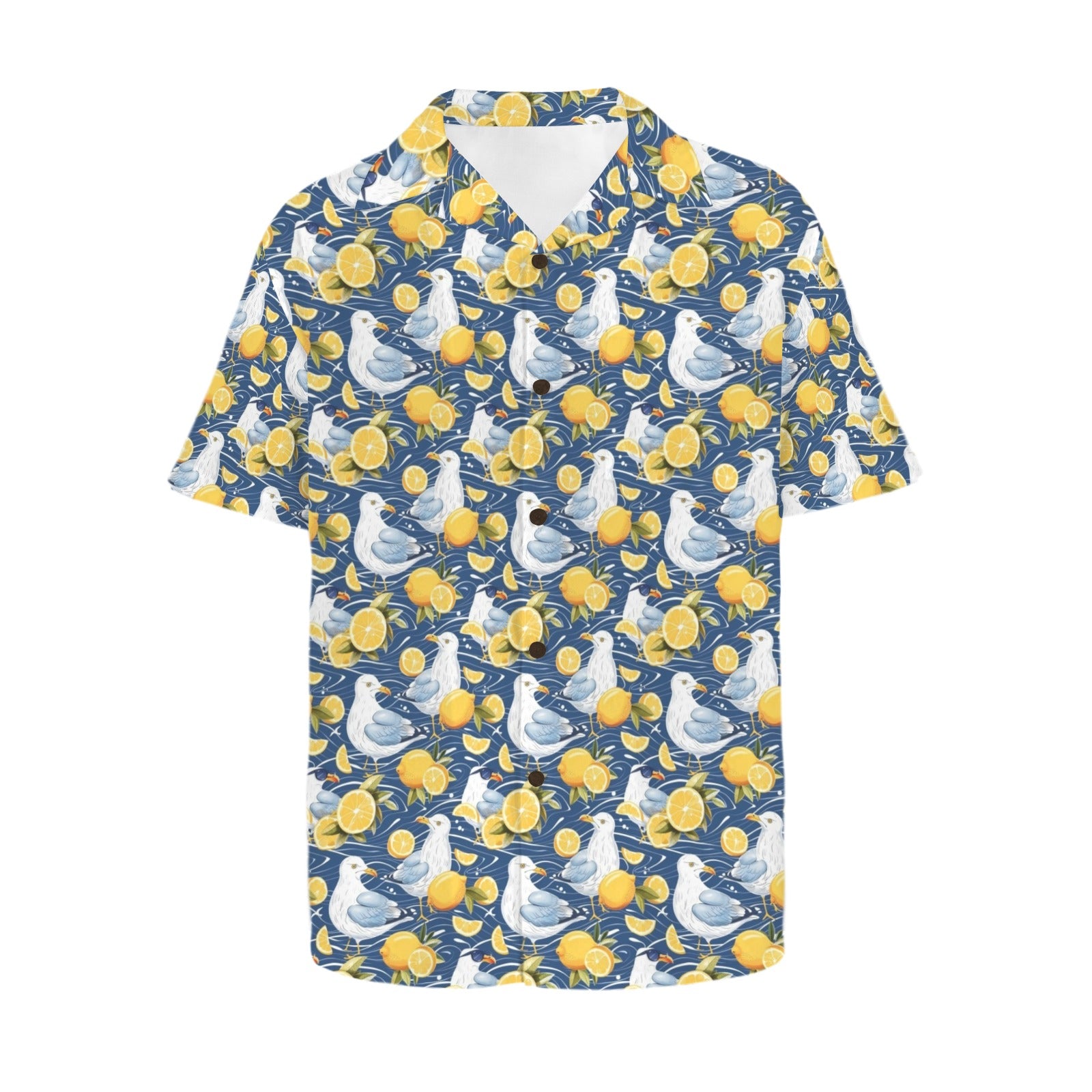 Lemon Seagull - Men's Short Sleeve Hawaiian Shirt Men's Hawaiian Shirt (New) animal Printed Offshore
