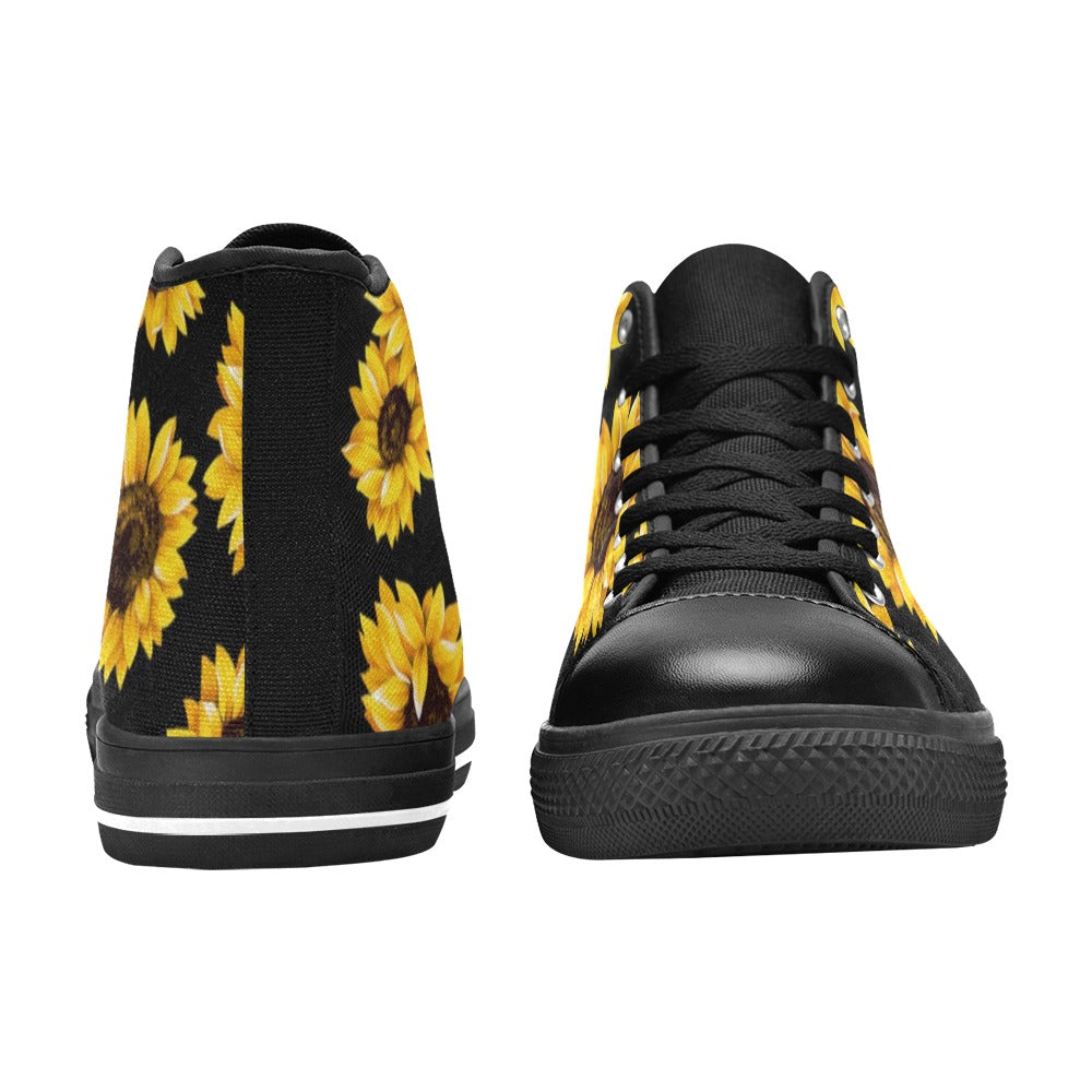 Sunflowers On Black - Women's High Top Canvas Shoes
