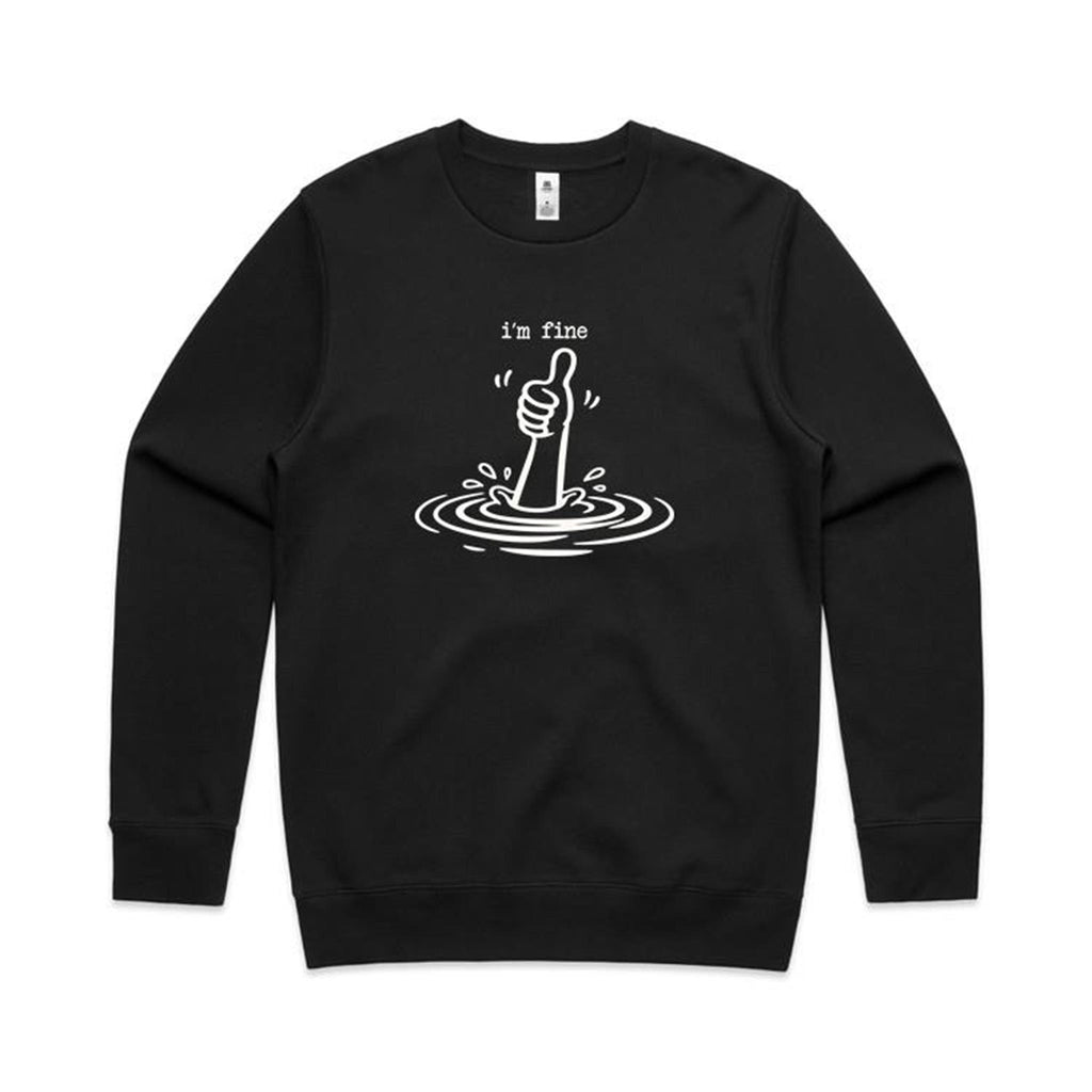 I'm Fine Drowning Thumbs Up AS Colour Stencil Crew Sweatshirt
