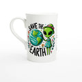 Personalised Save The Earth, Alien White 10oz Porcelain Slim Mug Default Title Personalised Porcelain Mug customise Environment Globally Fulfilled personalise Sci Fi
