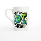 Personalised - Save The Earth, Alien - White 10oz Porcelain Slim Mug Default Title Personalised Porcelain Mug customise Environment Globally Fulfilled personalise Sci Fi