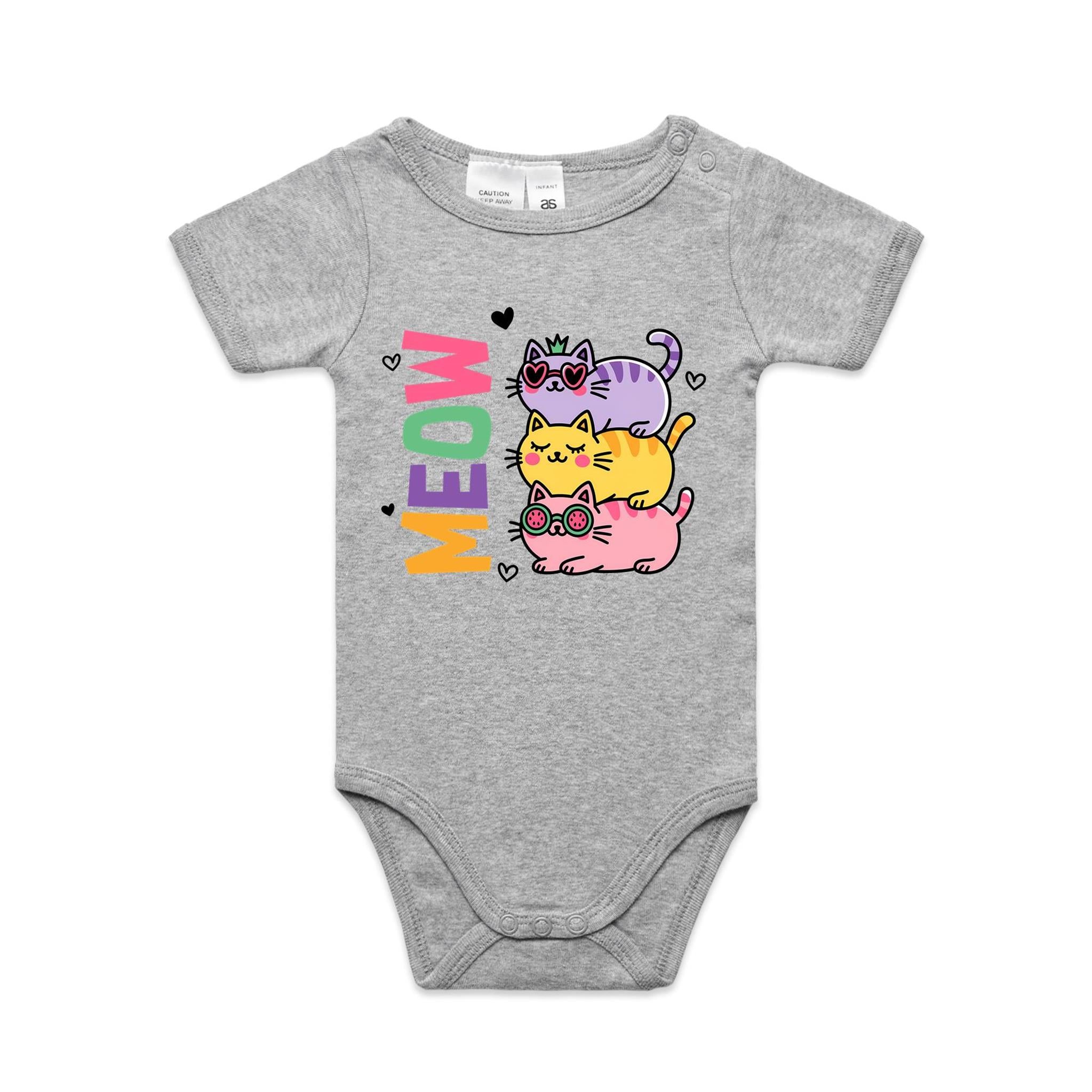 Meow, Colourful Cats - Baby Bodysuit