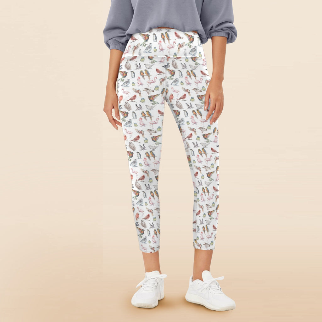 Birds Of A Feather Women's High Waist Pockets Yoga Leggings 5XL Women's High Waist Pockets Yoga Leggings Birds Printed Offshore