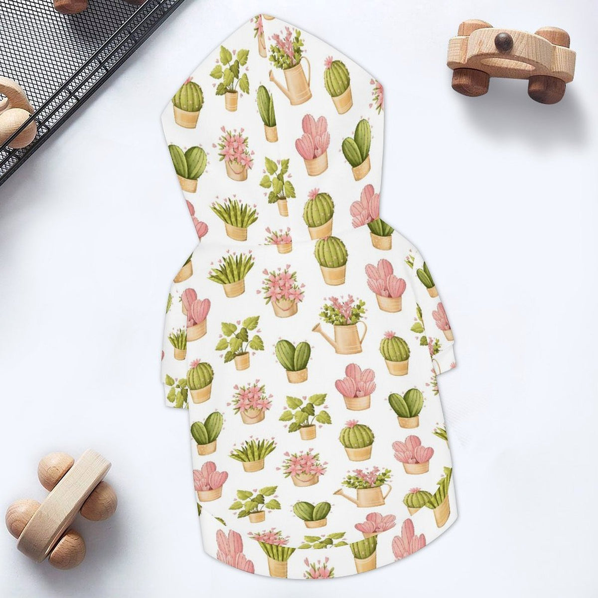 Cactus Pots And Flowers Pet Hoodie (Large Size)