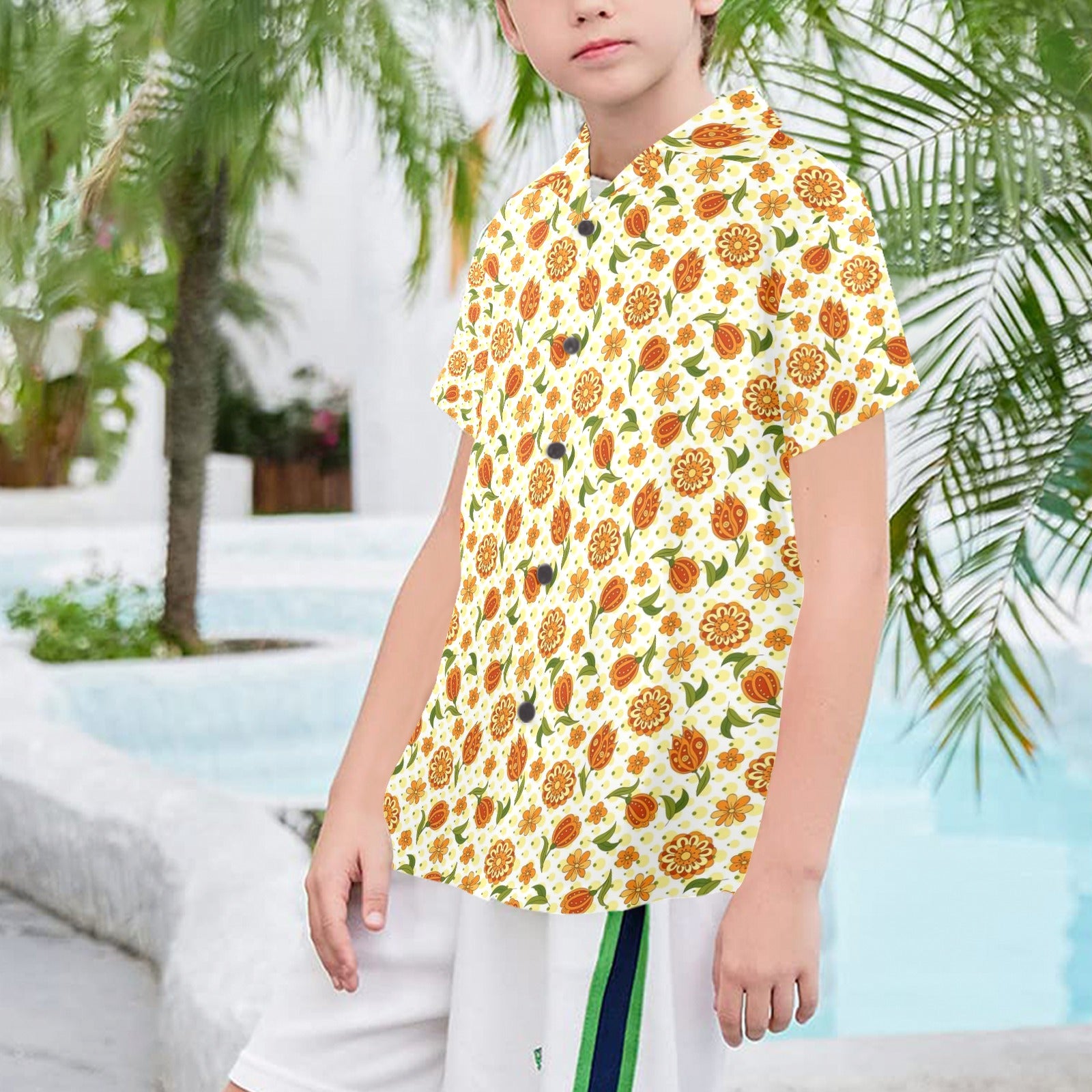 Graphic Floral Senior Kids Hawaiian Shirt