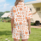 Orange Surf Women's Windbreaker Short Set Women's Windbreaker Short Set Printed Offshore Surf