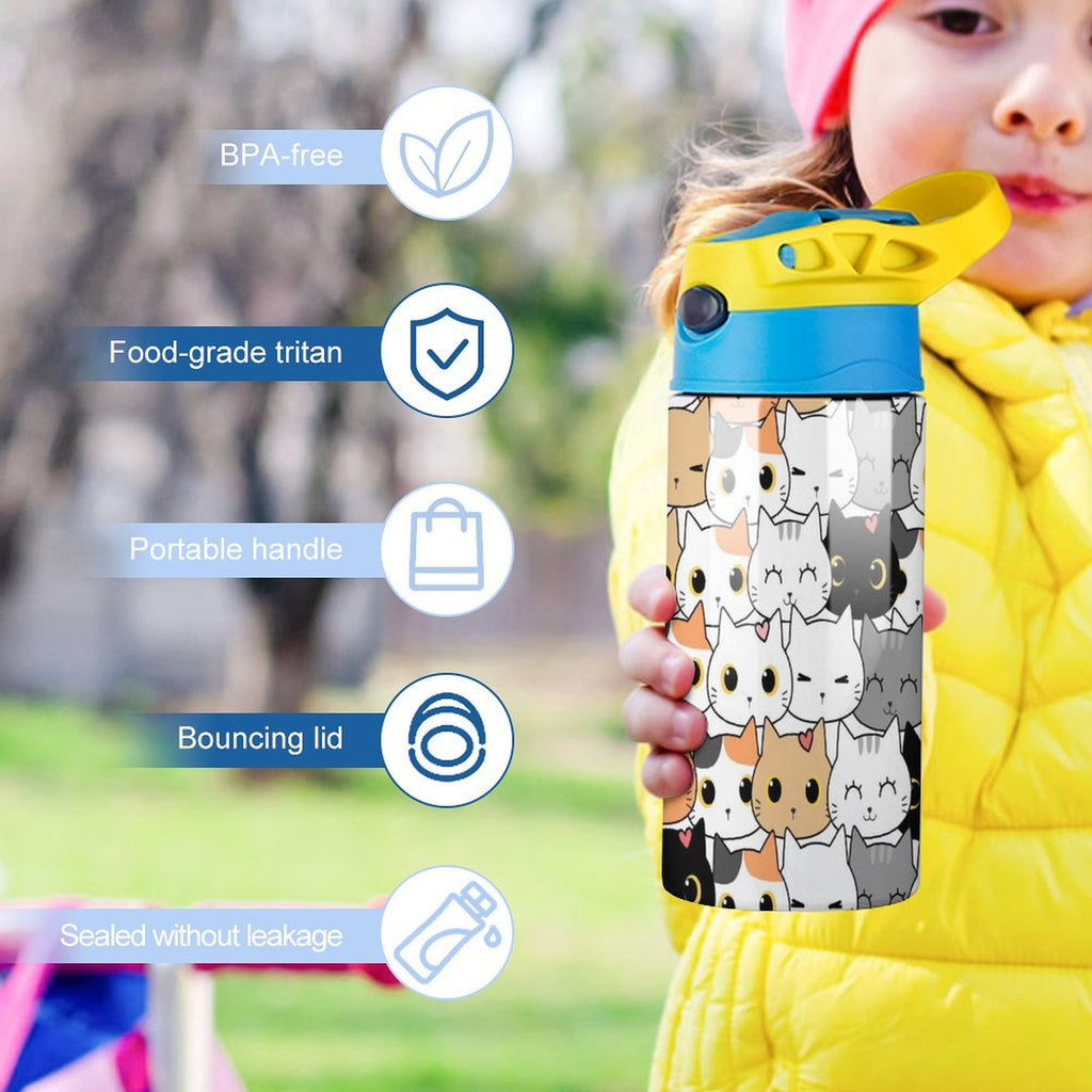 Cat Crowd - Little Kids Water Bottle Little Kids Water Bottle animal Printed Offshore