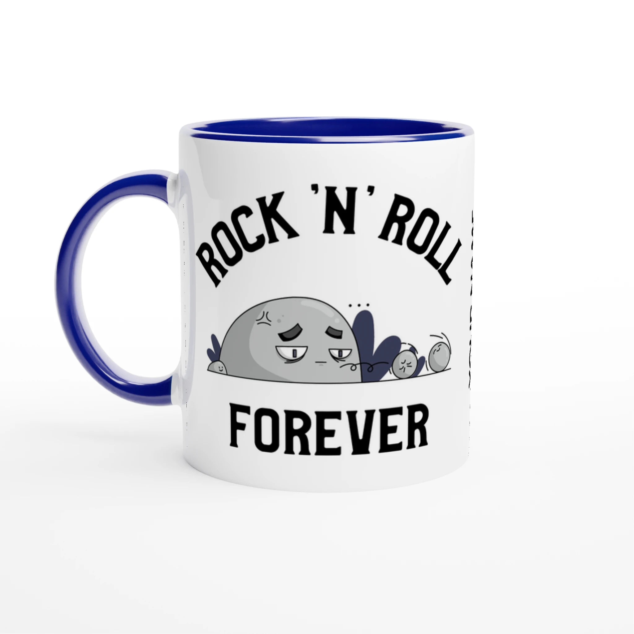 Personalise - Rock 'N' Roll Forever - White 11oz Ceramic Mug Ceramic Blue Personalised Mug customise Globally Fulfilled Music personalise