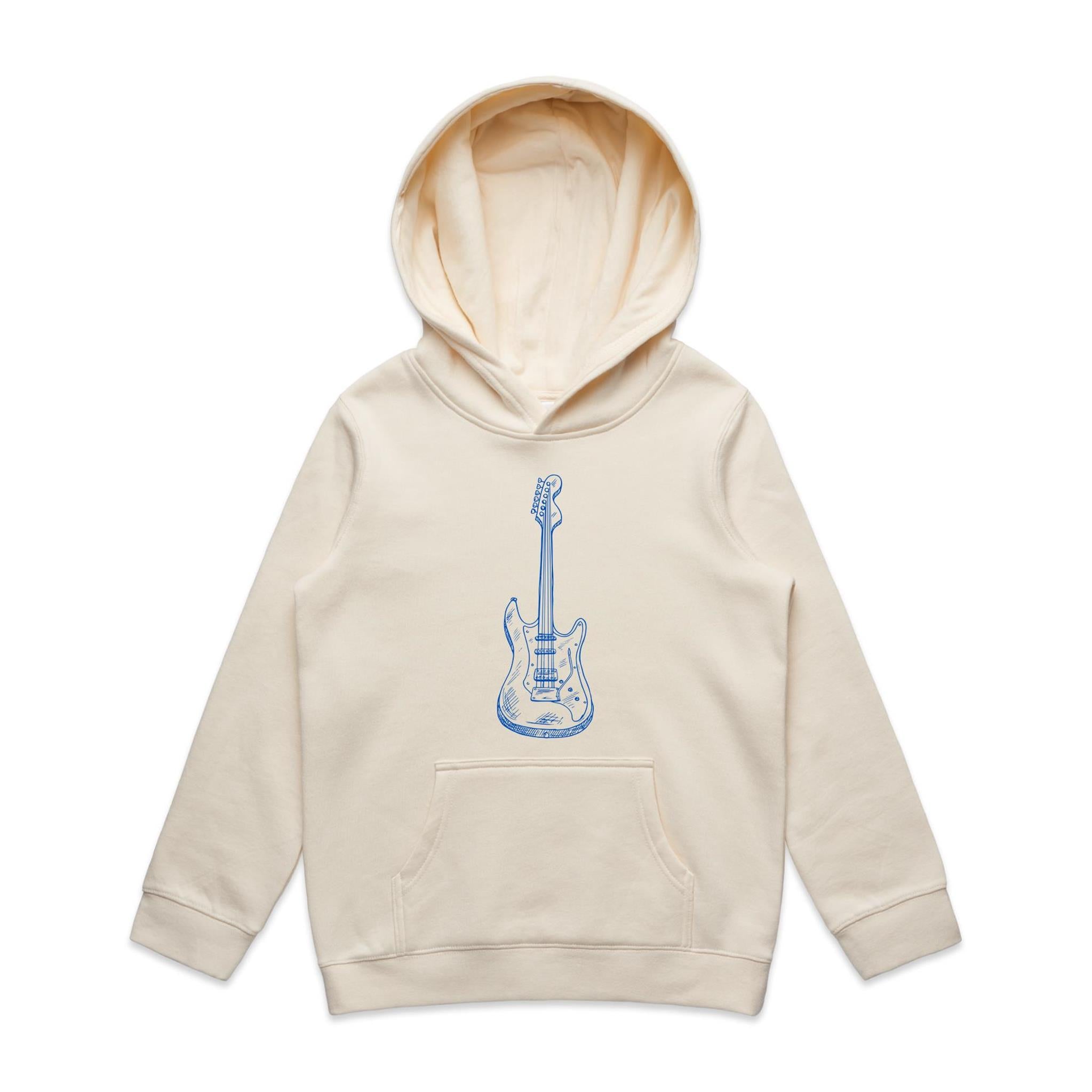 Guitar - Kids Hoodie Ecru Kids Hoodie Printed In Australia
