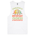 Chess And Education - Mens Tank Top Tee White Drop Arm Tank Top Chess Games Printed In Australia