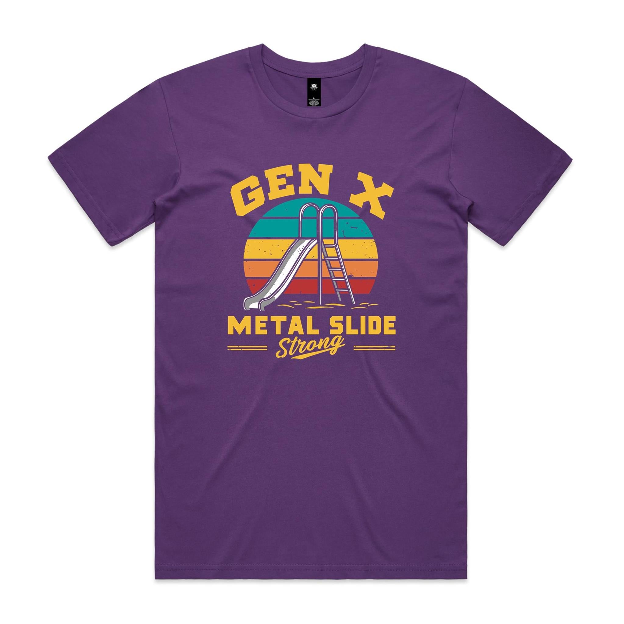 Gen X, Metal Slide Strong - Mens T-shirt Purple Mens T-shirt Printed In Australia