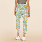 Tropical Flowers And Leaves Women's High Waist Pockets Yoga Leggings Women's High Waist Pockets Yoga Leggings Plants Printed Offshore