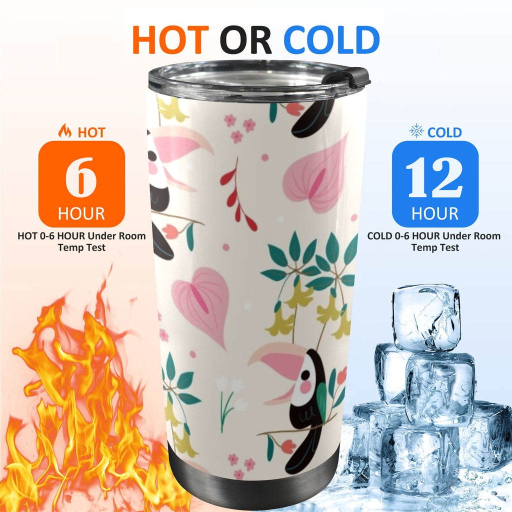 Toucans In Pink - 20oz Mobile Tumbler with Lid (Black Lock)