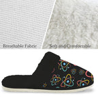 Atoms Women's Fur Trim Thick-Sole Indoor Slippers Women's Fur Trimmed Slippers Printed Offshore Science