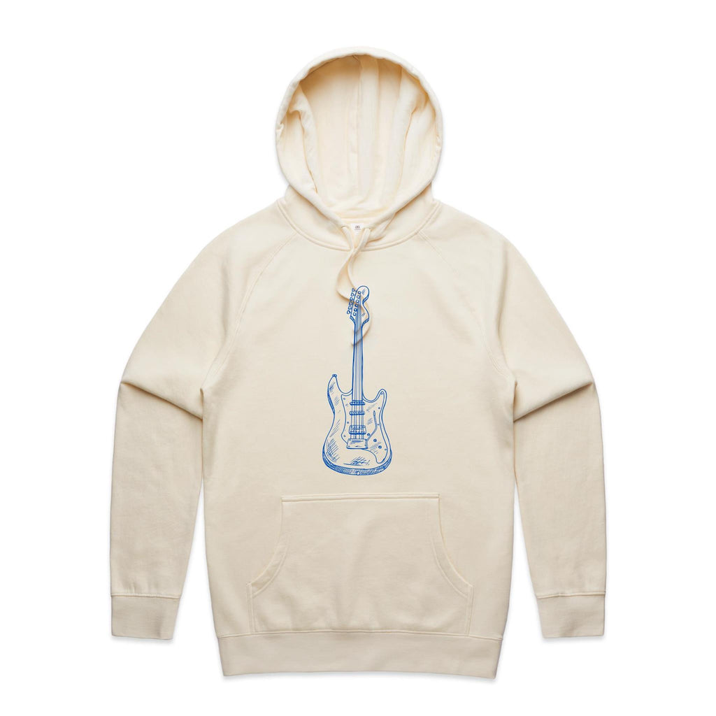 Guitar - Mens Hoodie Ecru Mens Hoodie Music Printed In Australia