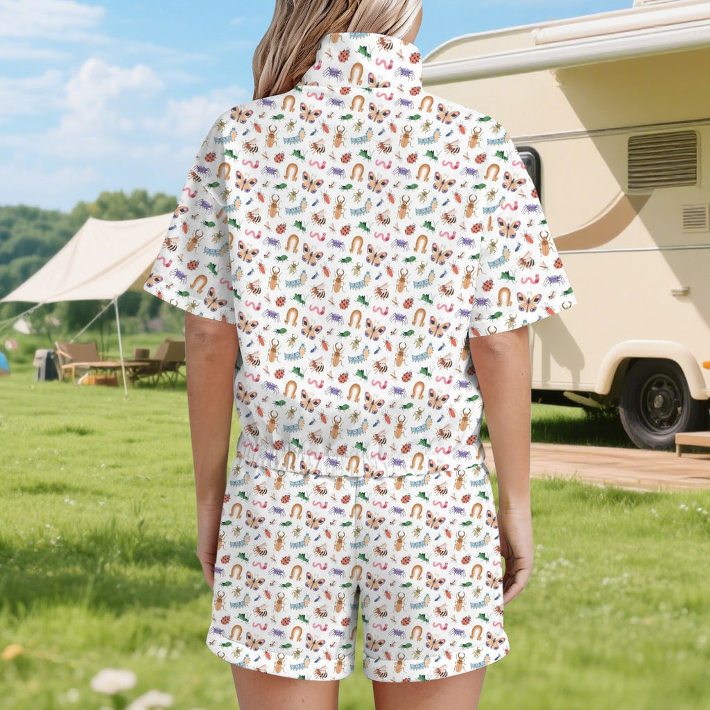 Cute Bugs Women's Windbreaker Short Set Women's Windbreaker Short Set animal Printed Offshore