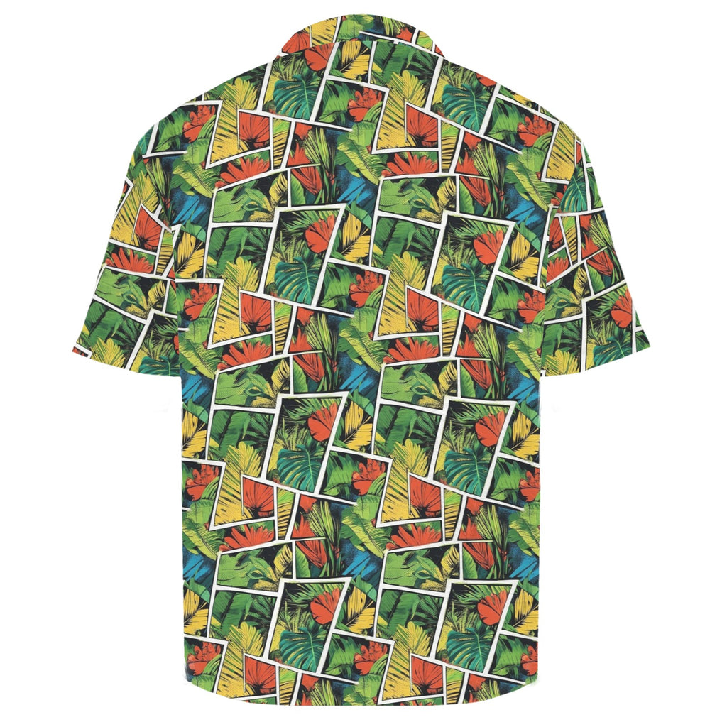 Tropical Comic Book Style Men's Crinkle Hawaiian Shirt