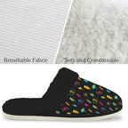 Fun Lightning Men's Fur Trim Thick-Sole Indoor Slippers Men's Fur Trimmed Slippers comic Printed Offshore