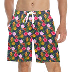 Tropical Floral Men's Mid-Length Beach Shorts 5XL Men's Mid-Length Beach Shorts Plants Printed Offshore