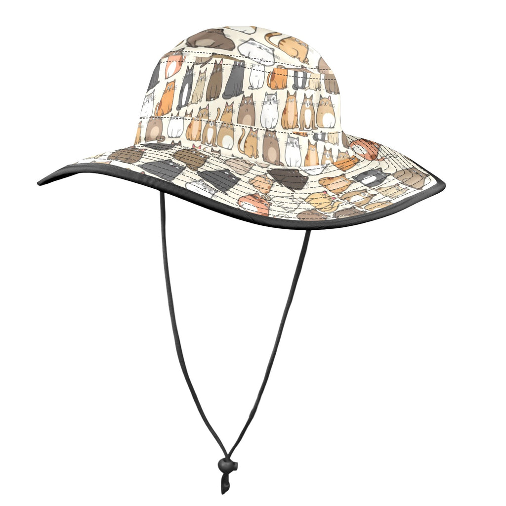 Lots Of Cats Wide Brim Bucket Hat Wide Brim Bucket Hat animal Printed Offshore