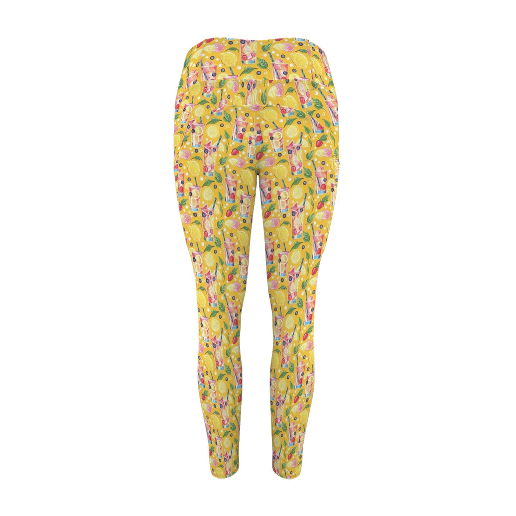 Tropical Fruit Drink Women's High Waist Pockets Yoga Leggings Women's High Waist Pockets Yoga Leggings Food Printed Offshore Summer
