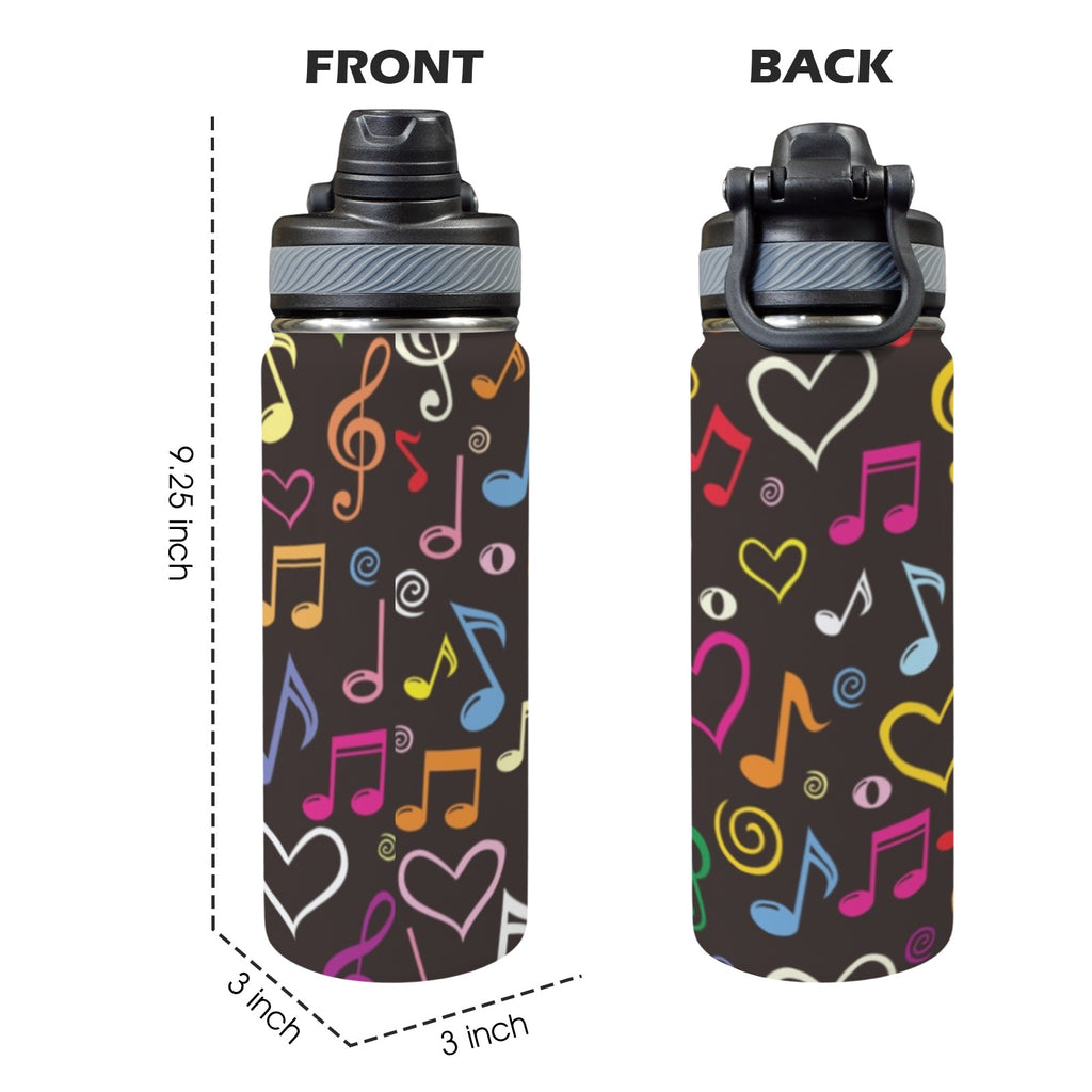 Music Notes - Insulated Water Bottle with Dual-Use Lid (18oz) Insulated Water Bottle with Dual-Use Lid (18oz) Music Printed Offshore