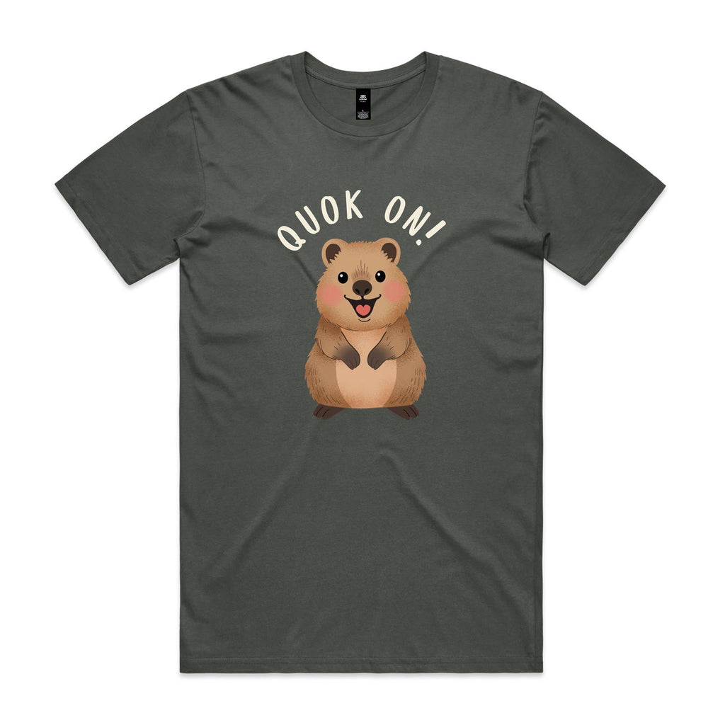 Quokka, Quok On Men's AS Colour T-shirt Charcoal Mens T-shirt animal Printed In Australia