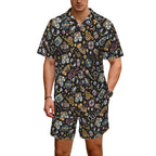 Retro Music Mix Men's Hawaiian Shirt & Shorts Set Men's Hawaiian Shirt & Shorts Set Music Printed Offshore