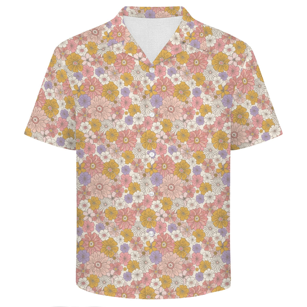 Faded Floral Men's Crinkle Hawaiian Shirt