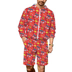 Comic Book Red Men's Lightweight Sun Hoodie & Shorts Set 4XL Men's Lightweight Sun Hoodie & Shorts comic Printed Offshore