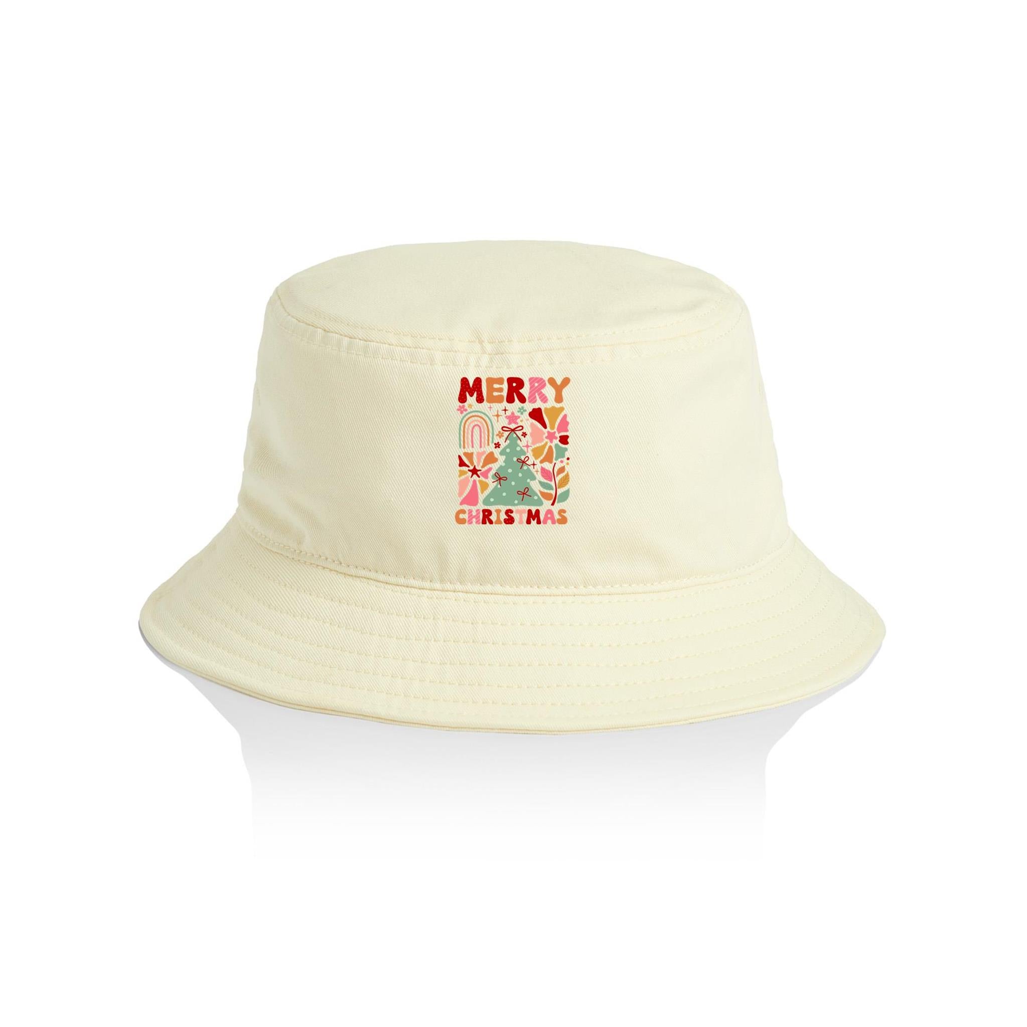 Boho Merry Christmas - Christmas AS Colour Bucket Hat Butter One Size Christmas Bucket Hat Christmas Printed In Australia