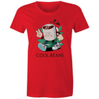 Cool Beans, Coffee - Womens T-shirt Red Womens T-shirt Coffee Printed In Australia