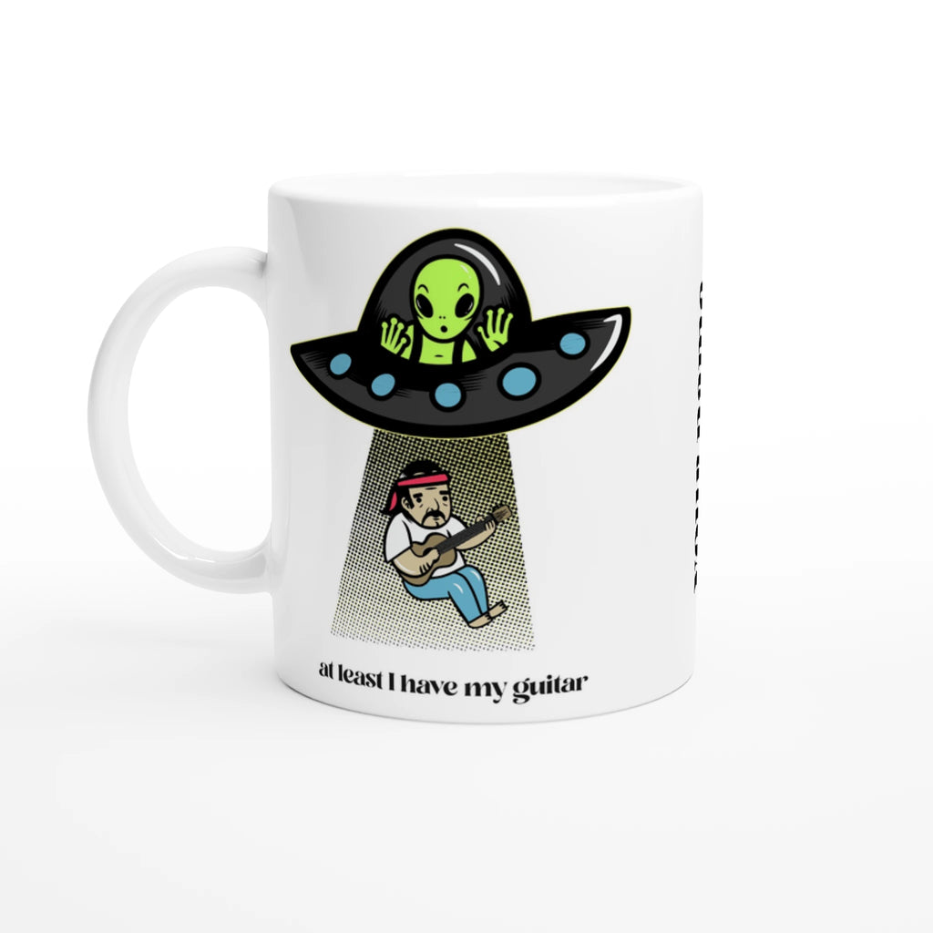 Personalised - Guitarist Alien Abduction - White 11oz Ceramic Mug with Colour InsidePersonalised - Ceramic White Personalised 11oz Mug customise Globally Fulfilled Music personalise Sci Fi