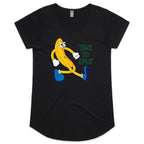 Banana, Time To Split - Womens Scoop Neck T-Shirt Black Womens Scoop Neck T-shirt Food Printed In Australia