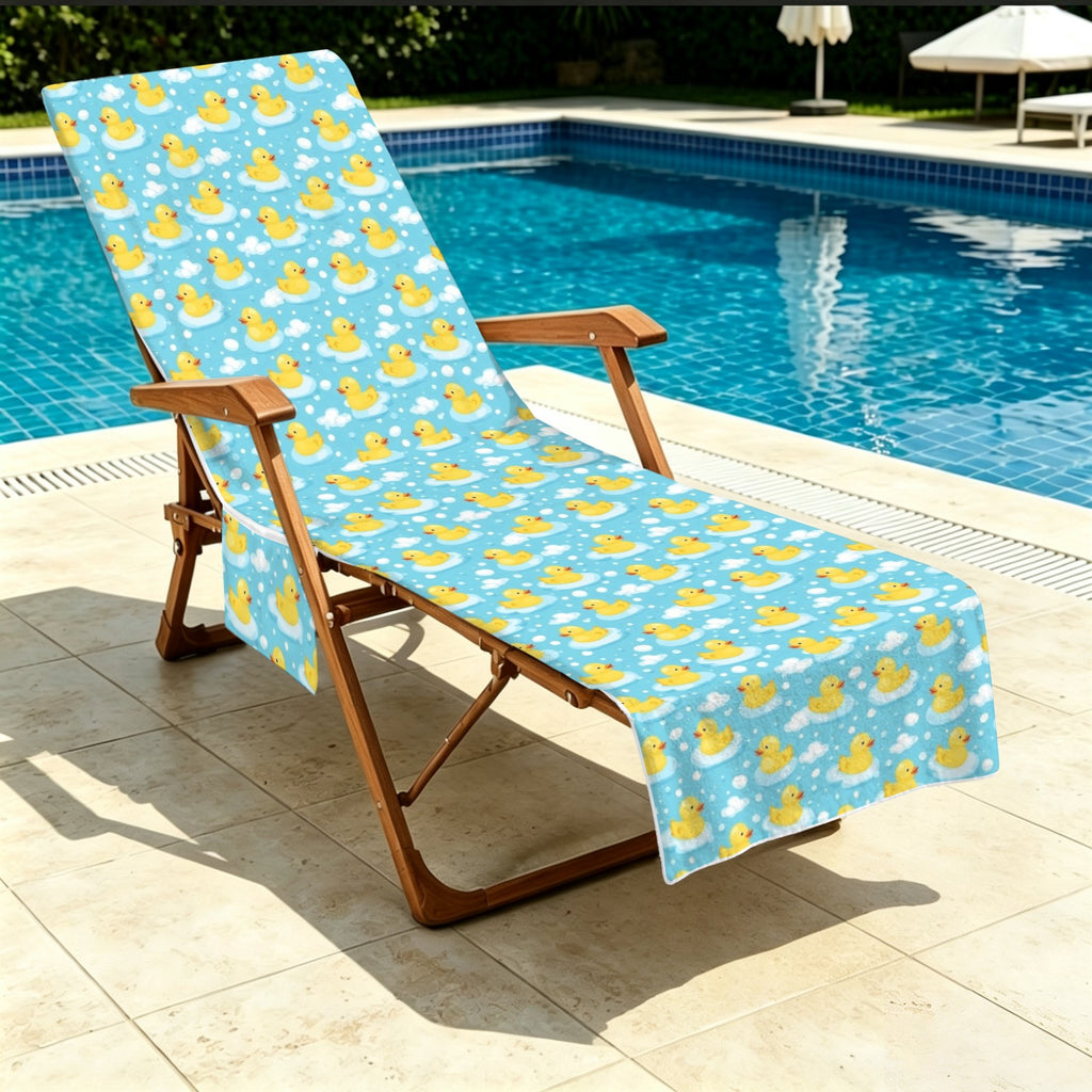 Rubber Ducks Beach Chair Towel Cover with Side Pockets