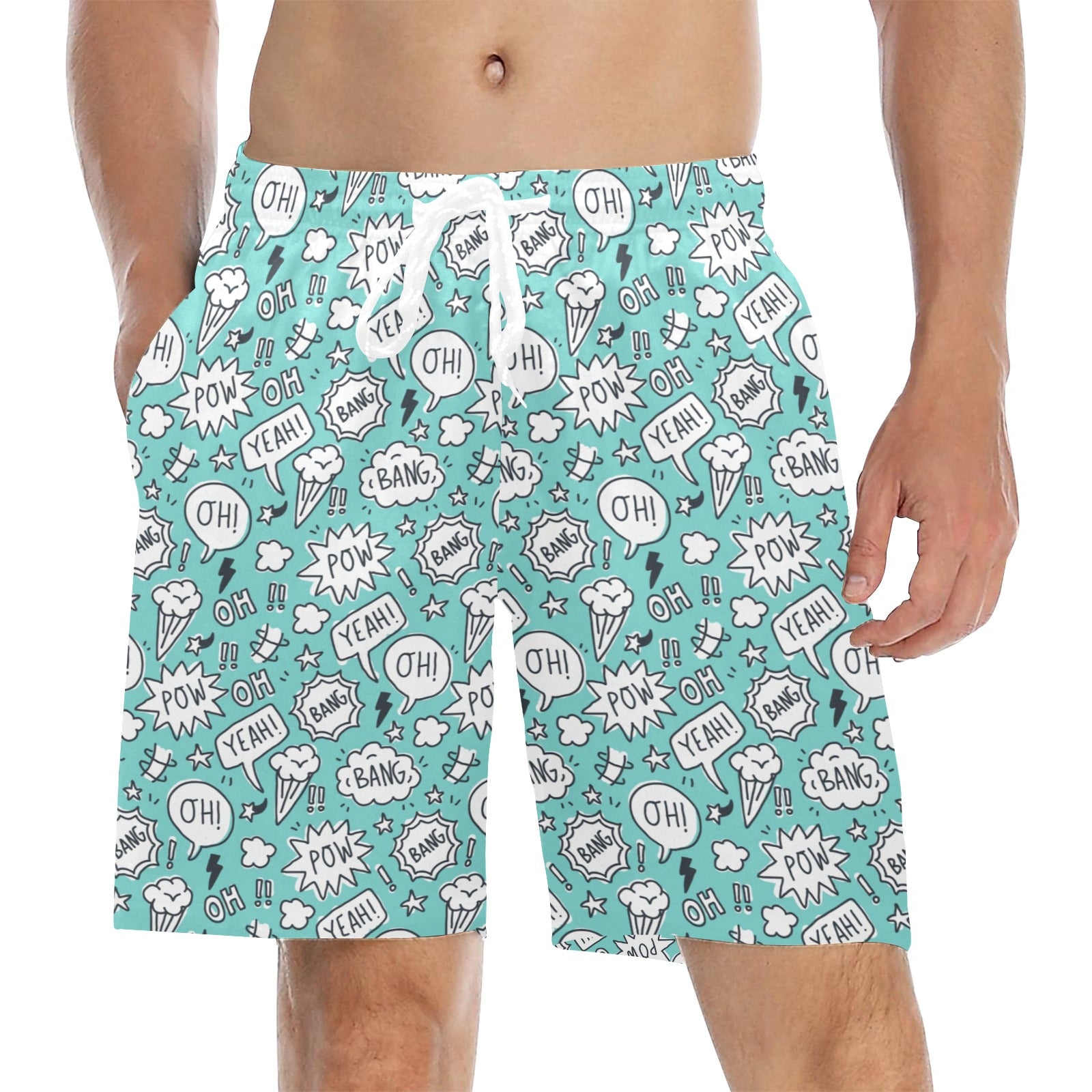 Comic Book Speech Bubbles - Men's Mid-Length Beach Shorts 5XL Men's Mid-Length Beach Shorts comic Printed Offshore