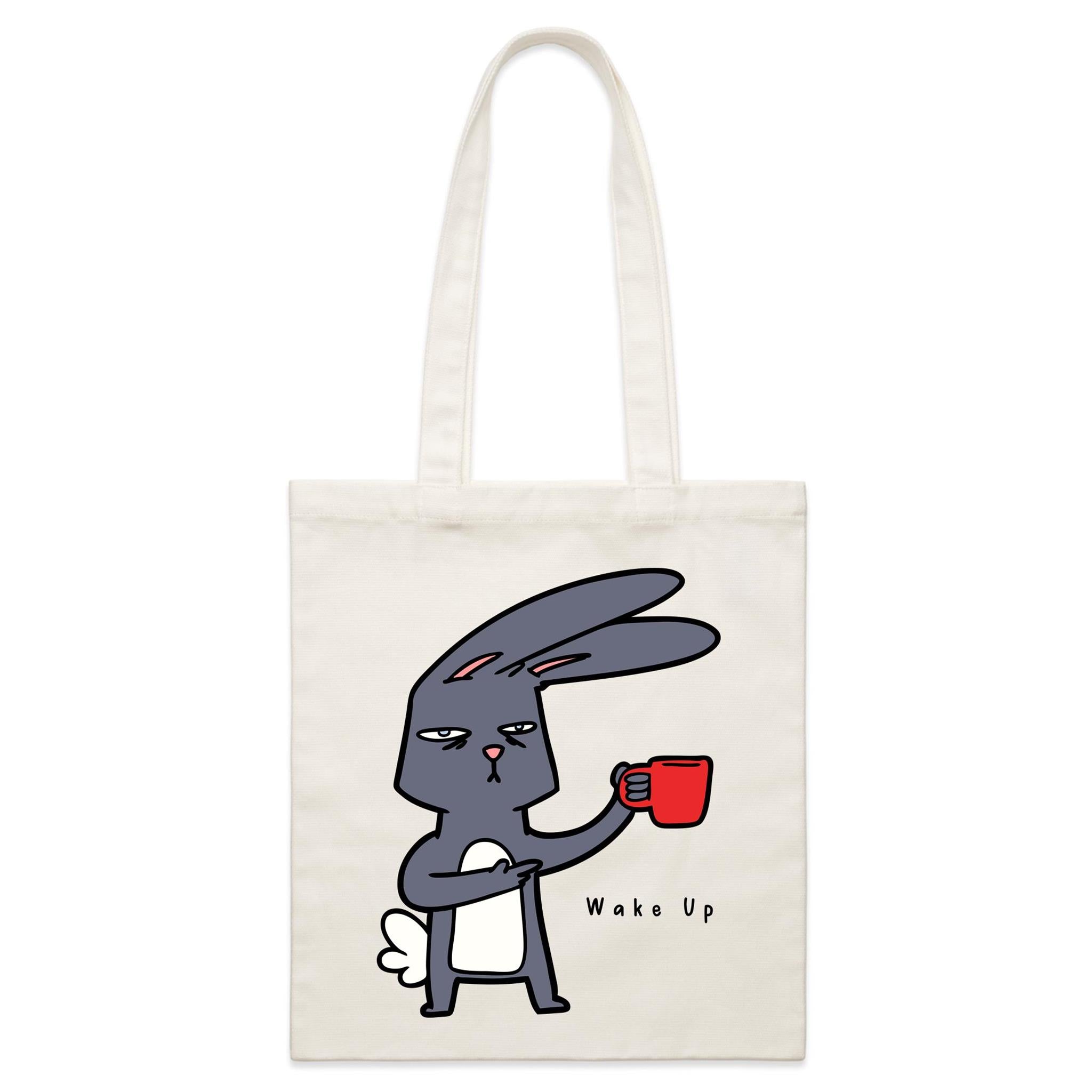 Wake Up, Coffee Rabbit - Parcel Canvas Tote Bag Default Title Small Tote Bag animal Coffee Printed In Australia