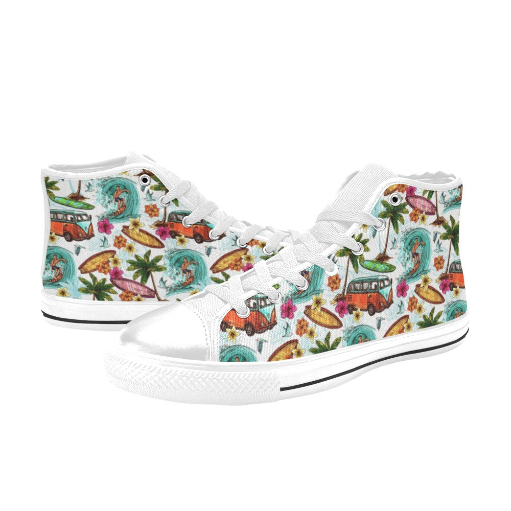 Surfing Safari Men's High Top Canvas Shoes Men's Classic High Top Canvas Shoes Printed Offshore Surf